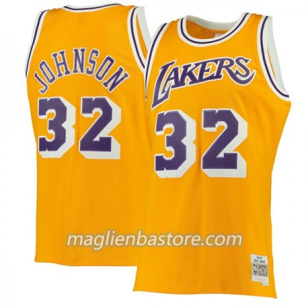 Maglia NBA Los Angeles Lakers Magic Johnson 32 Hardwood Classics Giallo Swingman - Uomo